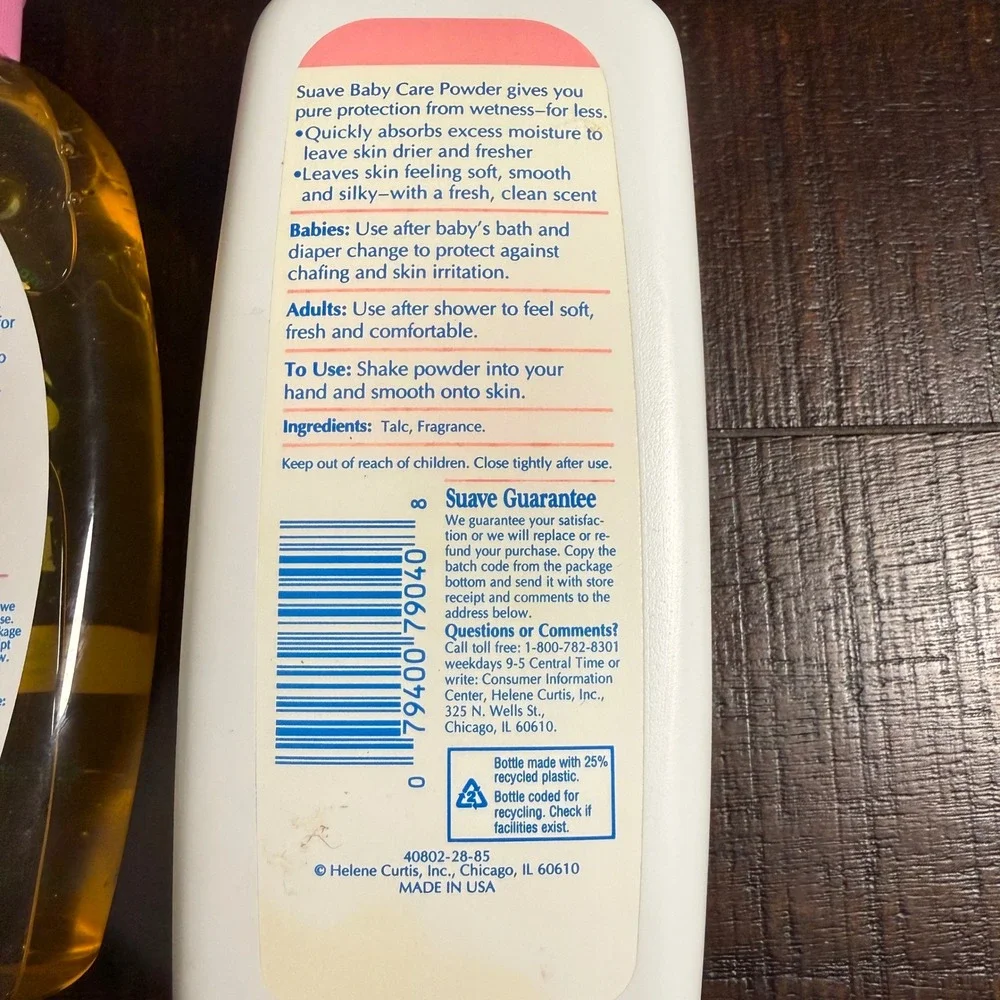 Vintage Suave Baby Care Shampoo and Powder Set 15oz 1990s Helene Curtis Props